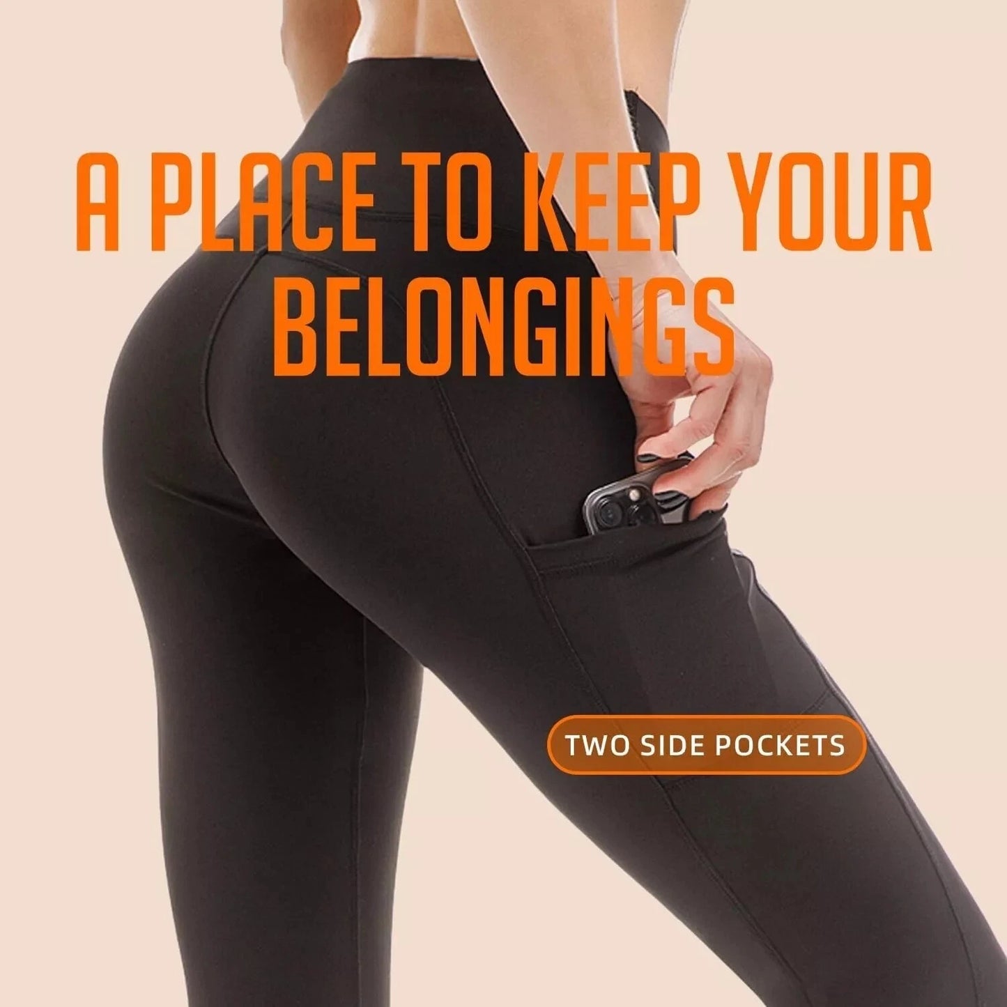 High Waist Fitness Sports Leggings with Side Pockets