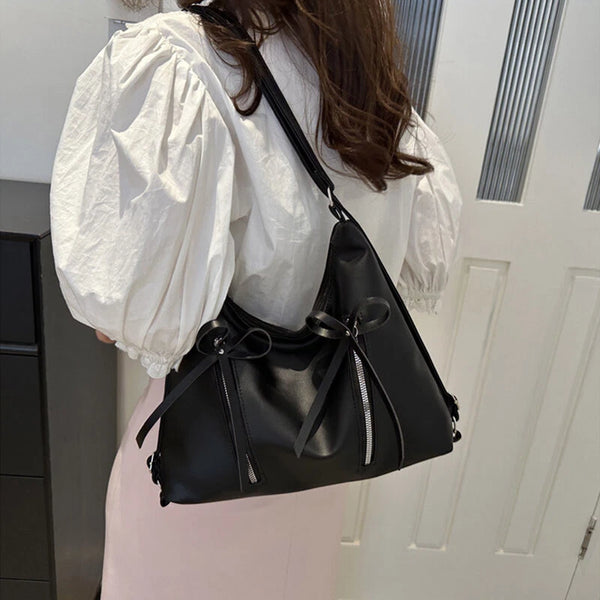 Three-Way Leather Bowknot Bag