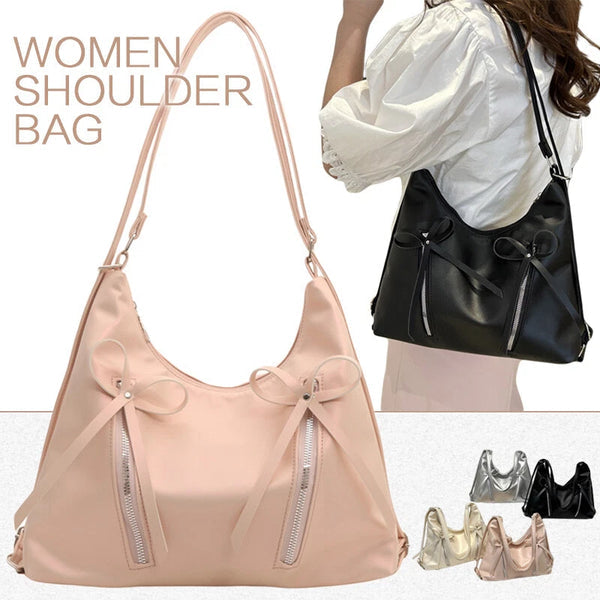 Three-Way Leather Bowknot Bag