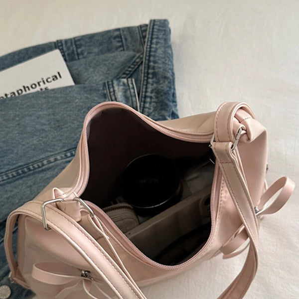 Three-Way Leather Bowknot Bag