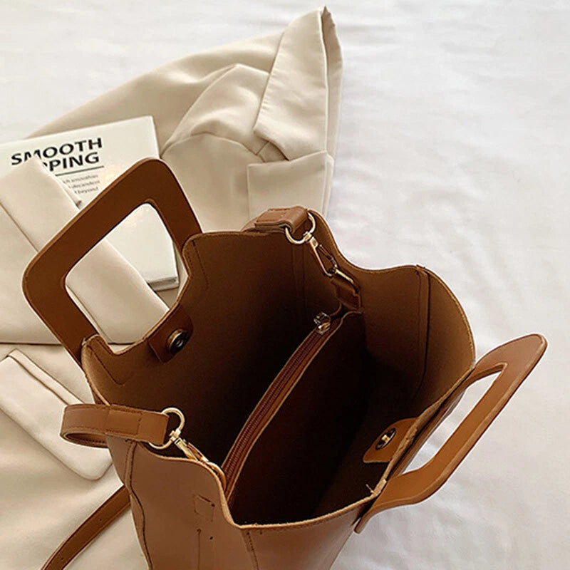 Square Handle Bucket Bag