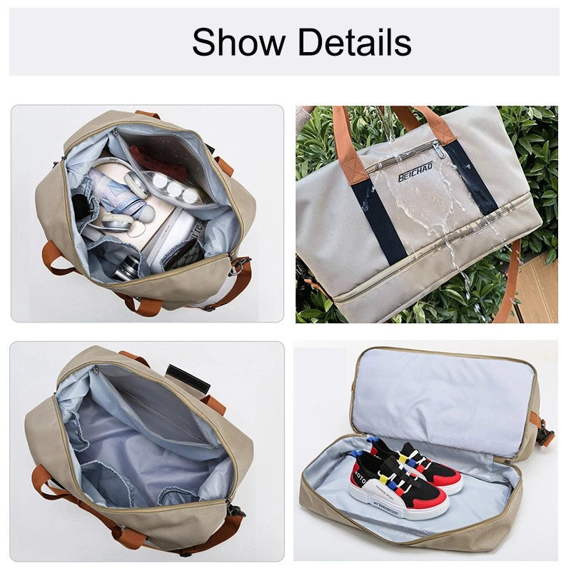 Large Capacity Travel Duffle Bag with Shoe Compartment