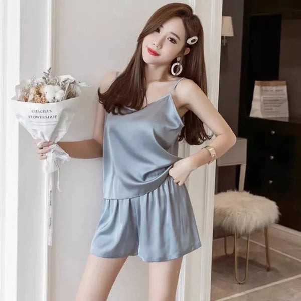 Silk Satin Sleeveless Terno Sleepwear