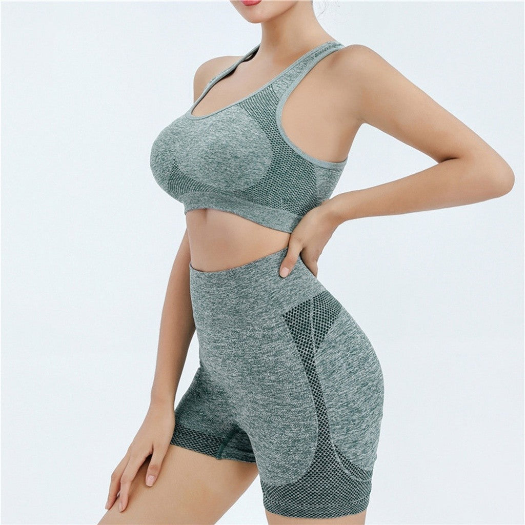 High Waist Yoga Short Sports Bra Set