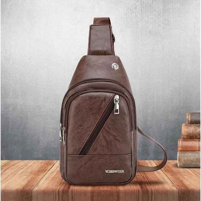 Volunteer Leather Men's Anti Theft Chest Sling Bag