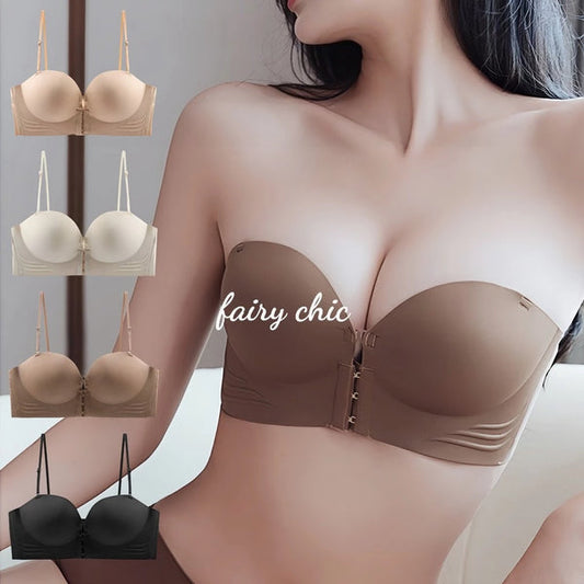 Front Buckle Strapless Anti-Slip Push Up Bra