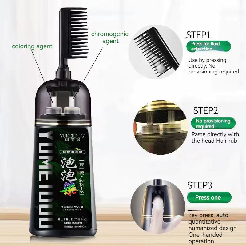 Herbal Hair Dye Shampoo with Comb 500ml