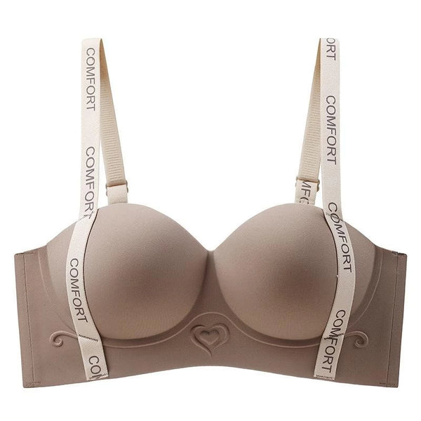 Letter Shoulder Strap Seamless Push Up Bra