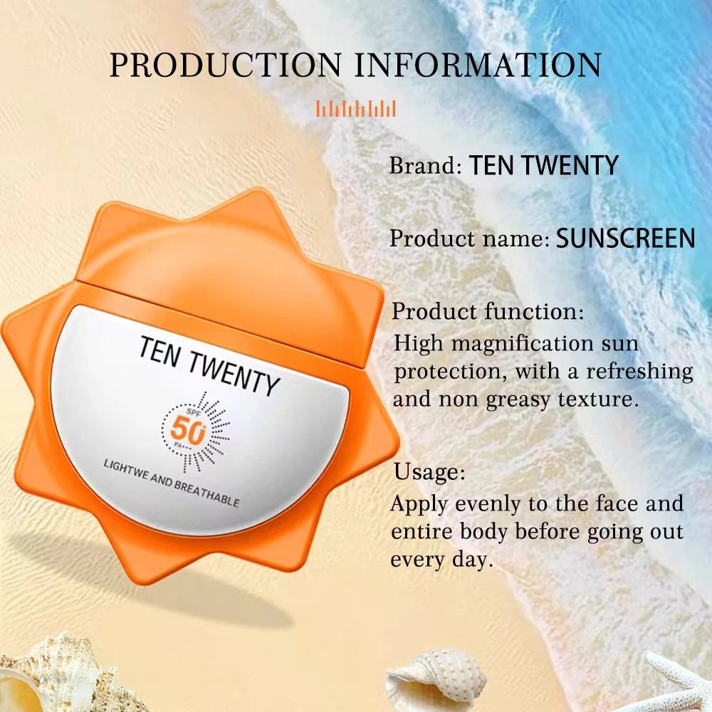 TEN TWENTY Ultra White Sunscreen UVA/UVB SPF50 Brightening Whitening Sun Screen