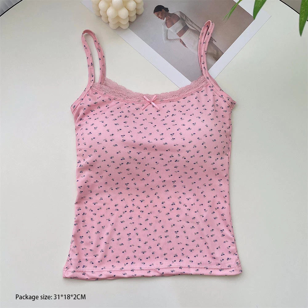 Coquette Lace Trim Padded Camisole