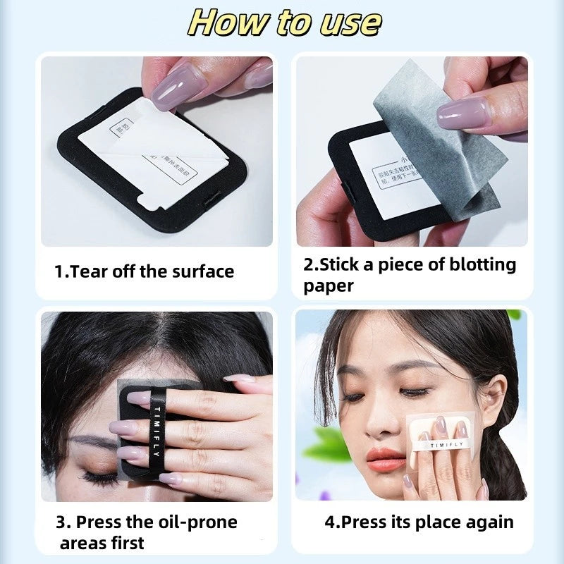 100 Sheets Face Oil Blotting Paper with Mirror and Puff