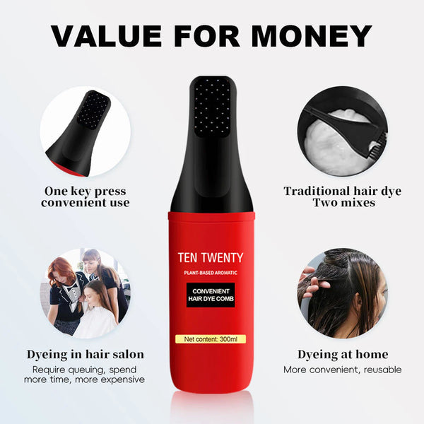 TEN TWENTY Plant-Based Aromatic convenient Hair Dye Comb