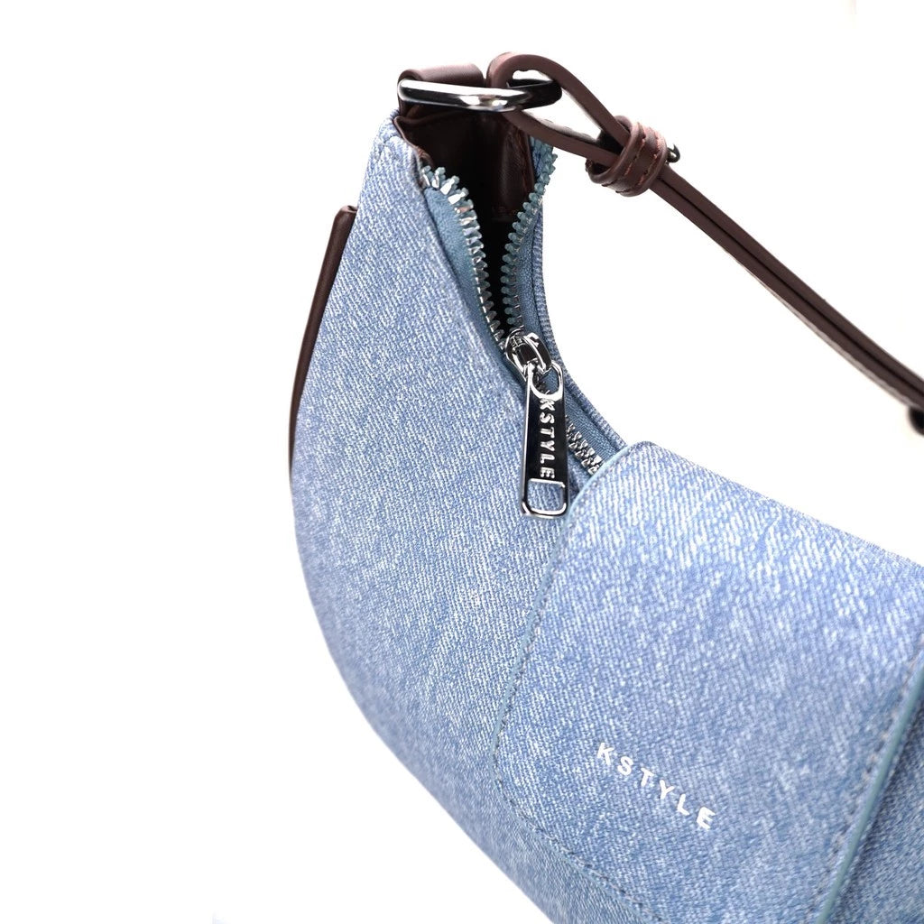 Denim Heart Charm Shoulder Bag