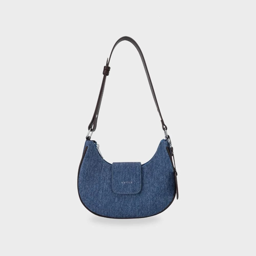 Denim Heart Charm Shoulder Bag