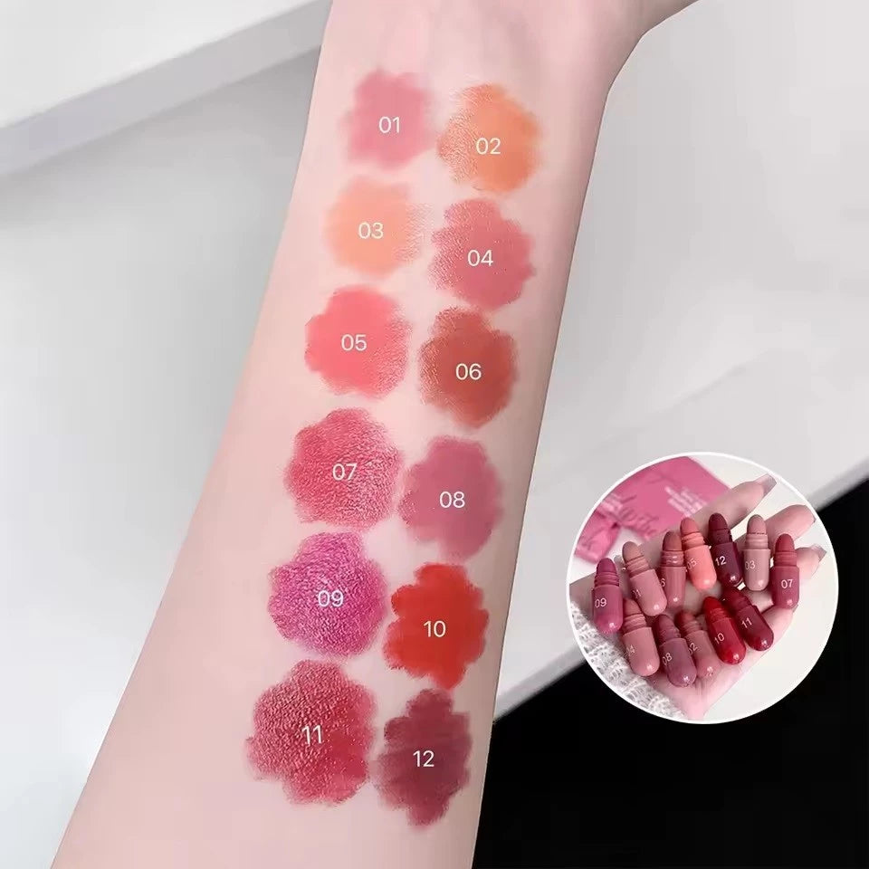 12Pcs Mini Matte Capsule Lipstick Set