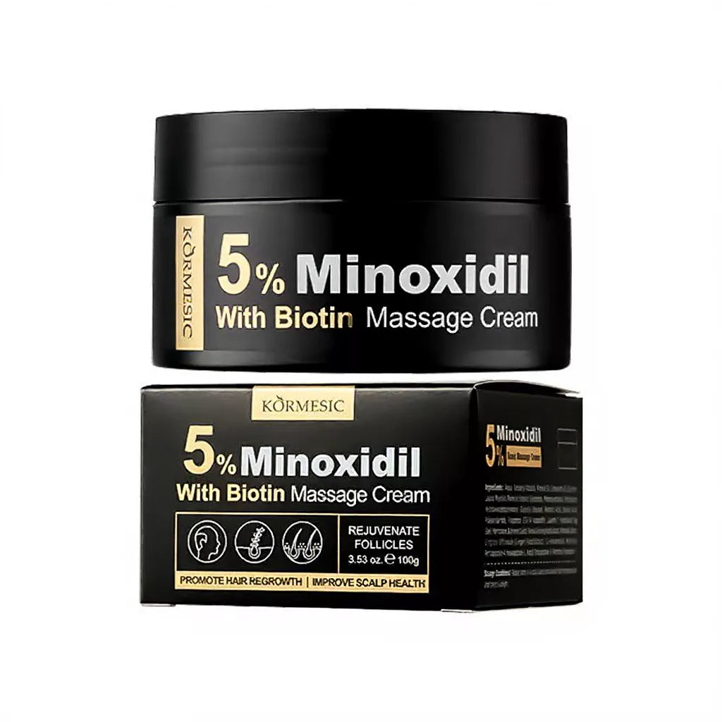 KORMESIC Minoxidil 5% with Biotin Scalp Serum & Massage Cream Set